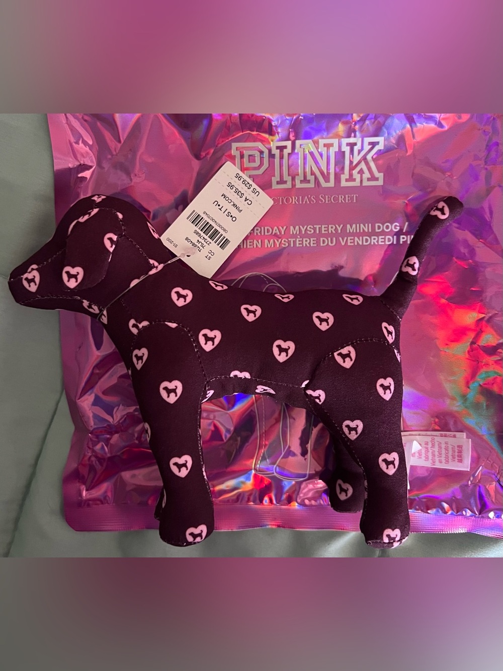 Mystery Mini Dog PINK by VS Dark 🩷 plum with Logo / hearts 💕 Limited Edition